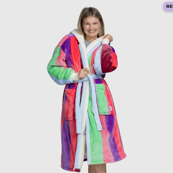The Oodie Other - The Oodie Sherpa Robe Multi Stripe NWT